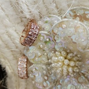 NWT 14K gold (rose) over sterling CZ small hoop earrings - stunning 😍